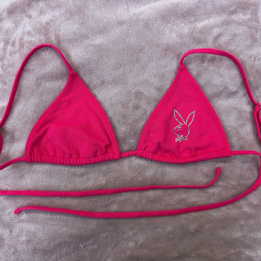 PLAYBOY Pink Terry Bikini Top